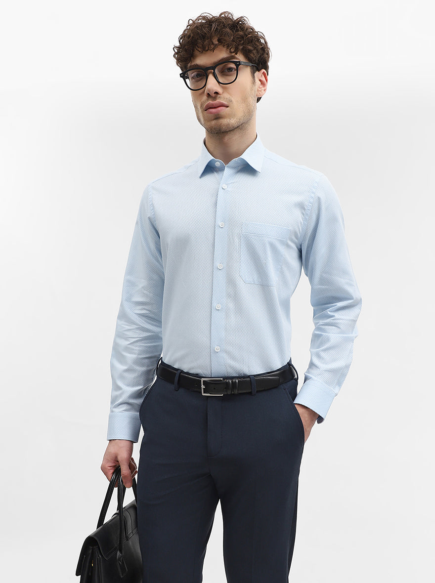 Light Blue Dobby Slim Fit Formal Shirt | JadeBlue