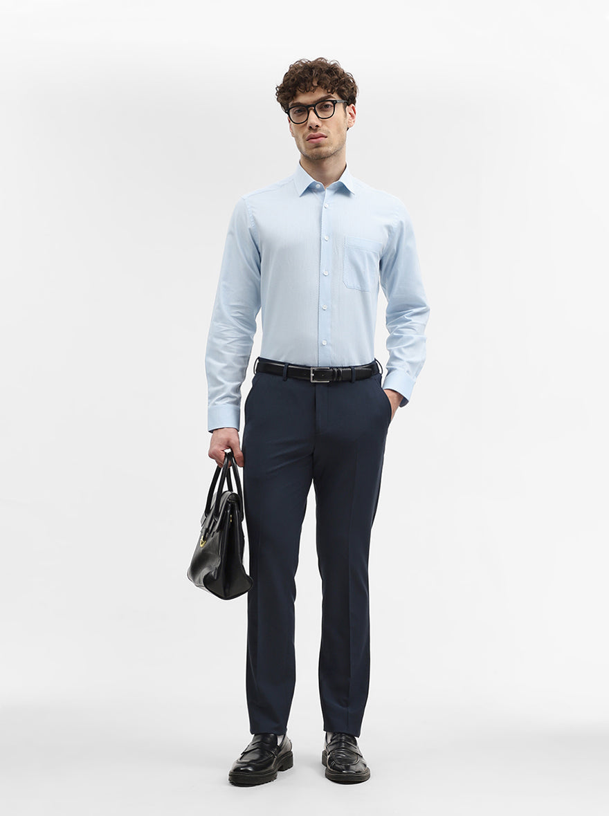 Light Blue Dobby Slim Fit Formal Shirt | JadeBlue
