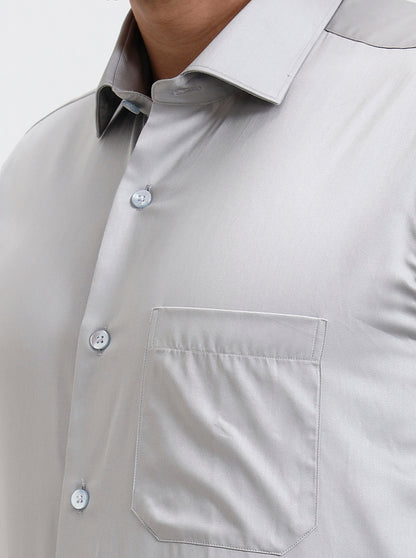 Light Grey Solid Slim Fit Formal Shirt | Metal
