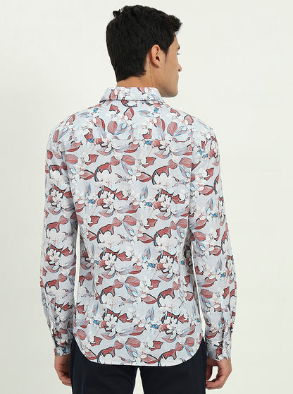 Grey & Brown Printed Slim Fit Casual Shirt | Greenfibre