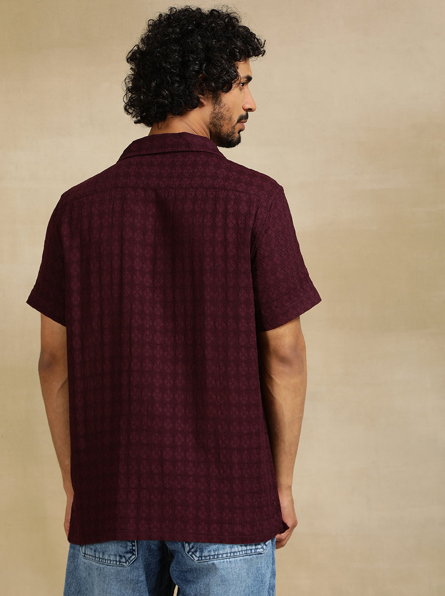 Maroon Solid Slim Fit Casual Shirt | JadeBlue
