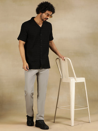 Black Solid Slim Fit Casual Shirt | JadeBlue