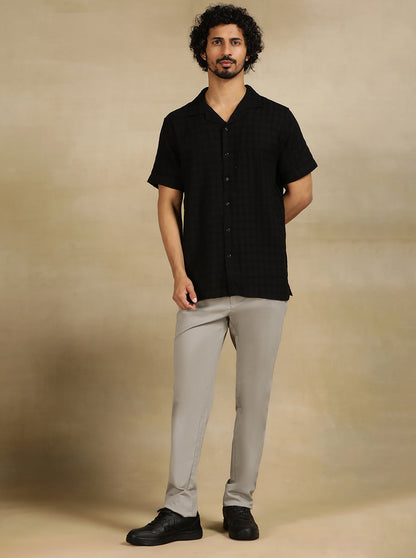 Black Solid Slim Fit Casual Shirt | JadeBlue