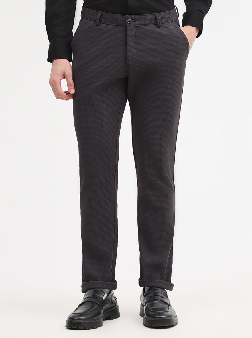 Dark Grey Solid Slim Fit Club Wear Trouser | Wyre