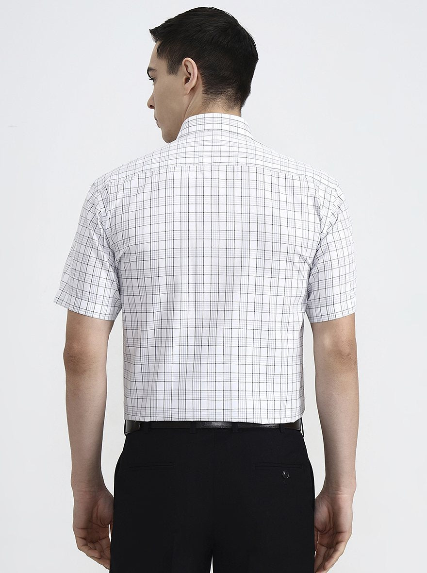 White & Black Checked Regular Fit Formal Shirt | JadeBlue