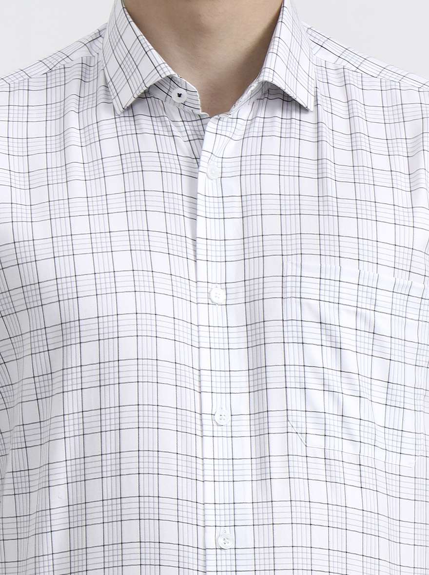 White & Black Checked Regular Fit Formal Shirt | JadeBlue