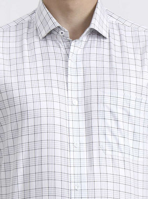 White & Black Checked Regular Fit Formal Shirt | JadeBlue