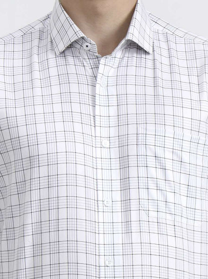 White & Black Checked Regular Fit Formal Shirt | JadeBlue