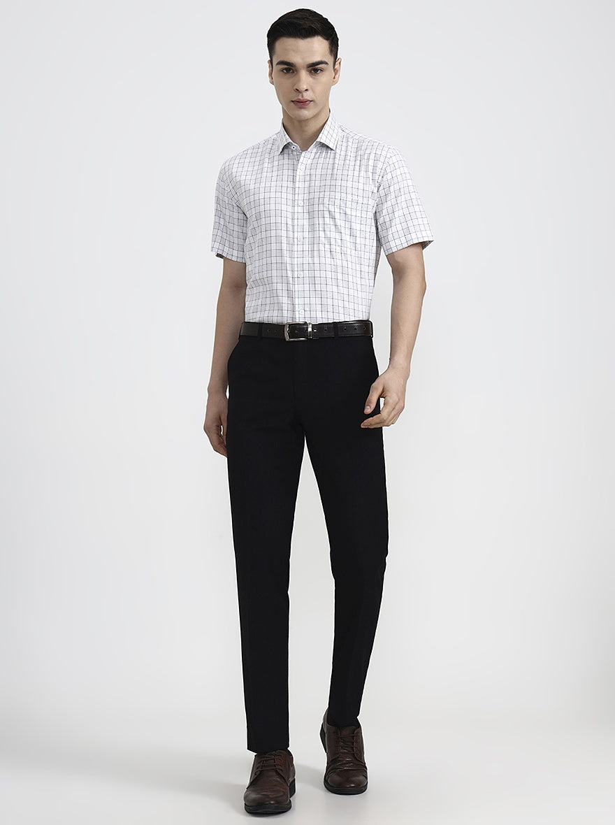 White & Black Checked Regular Fit Formal Shirt | JadeBlue