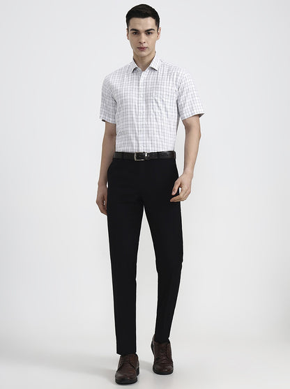 White & Black Checked Regular Fit Formal Shirt | JadeBlue
