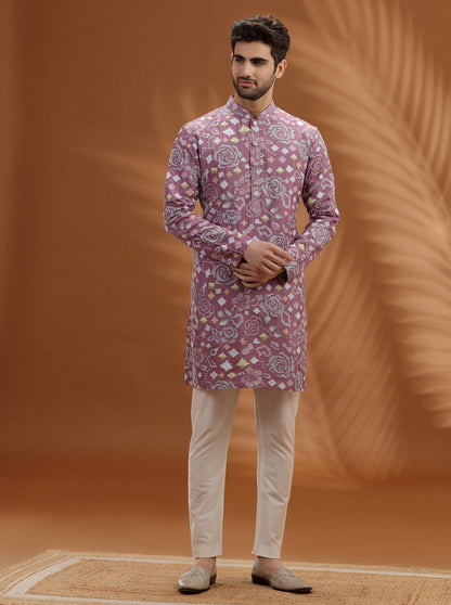 Lavender Purple Printed Kurta Pajama | TULA