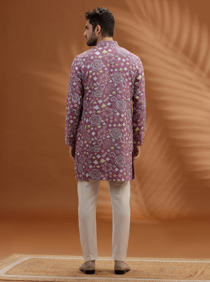 Lavender Purple Printed Kurta Pajama | TULA