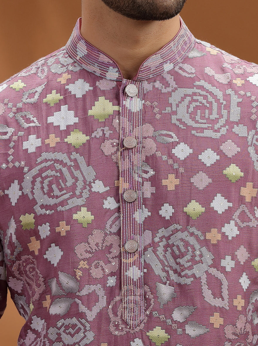 Lavender Purple Printed Kurta Pajama | TULA