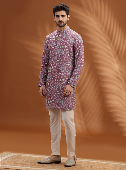 Lavender Purple Printed Kurta Pajama | TULA
