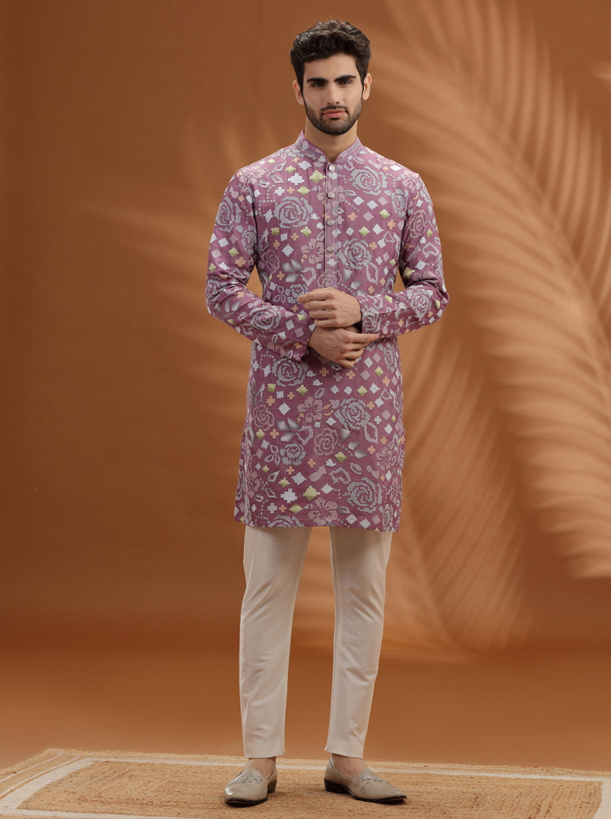 Lavender Purple Printed Kurta Pajama | TULA