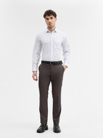 White & Blue Checked Regular Fit Formal Shirt | Greenfibre