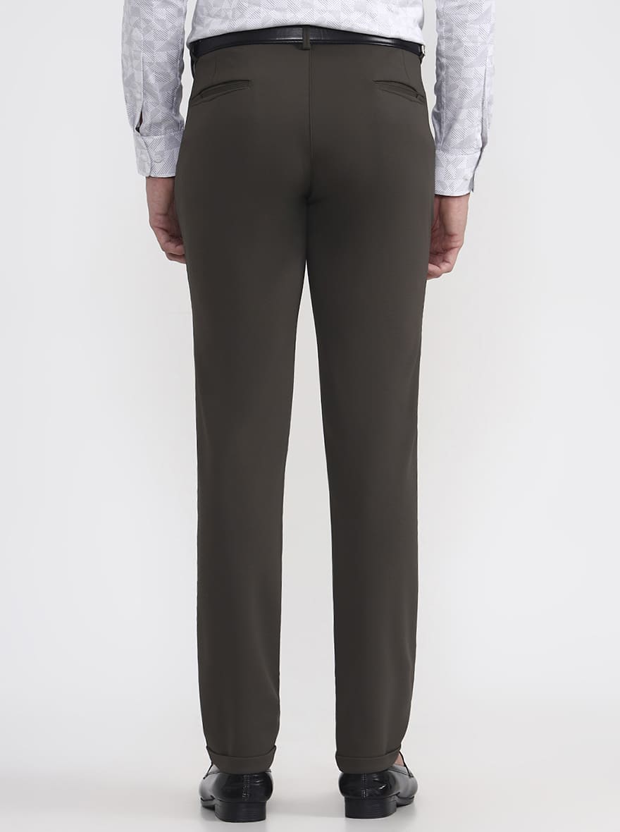 Olive Grey Solid Slim Fit Club Wear Trouser | JB Studio