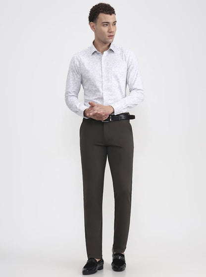 Olive Grey Solid Slim Fit Club Wear Trouser | JB Studio