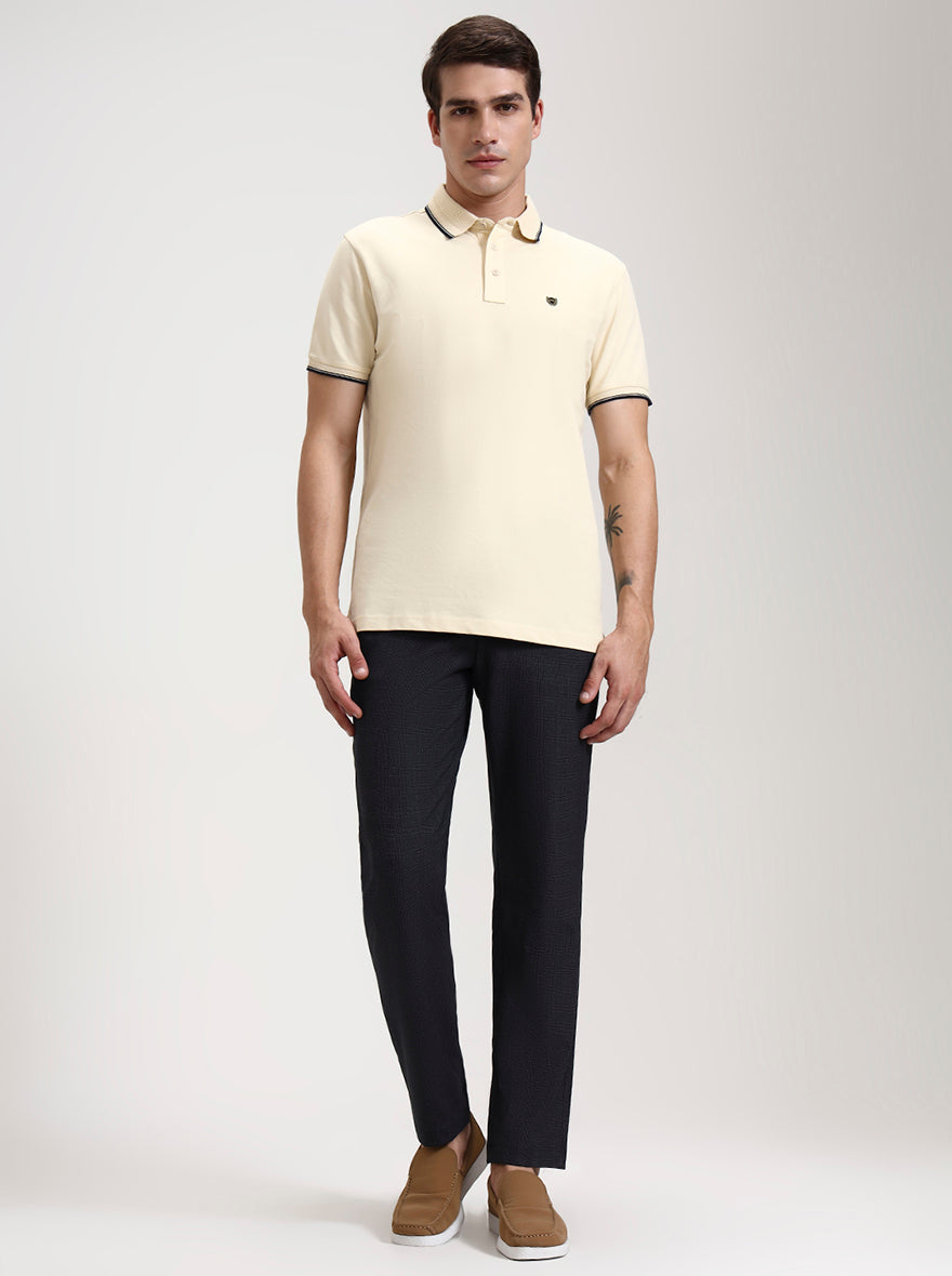 Black Checked Slim Fit Casual Trouser | JadeBlue