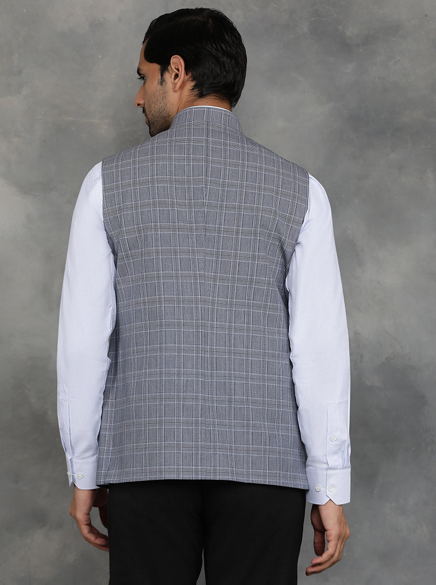 Grey Checked Regular Fit Modi Jacket | JadeBlue