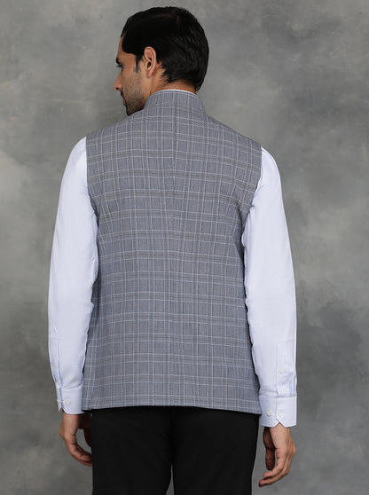 Grey Checked Regular Fit Modi Jacket | JadeBlue
