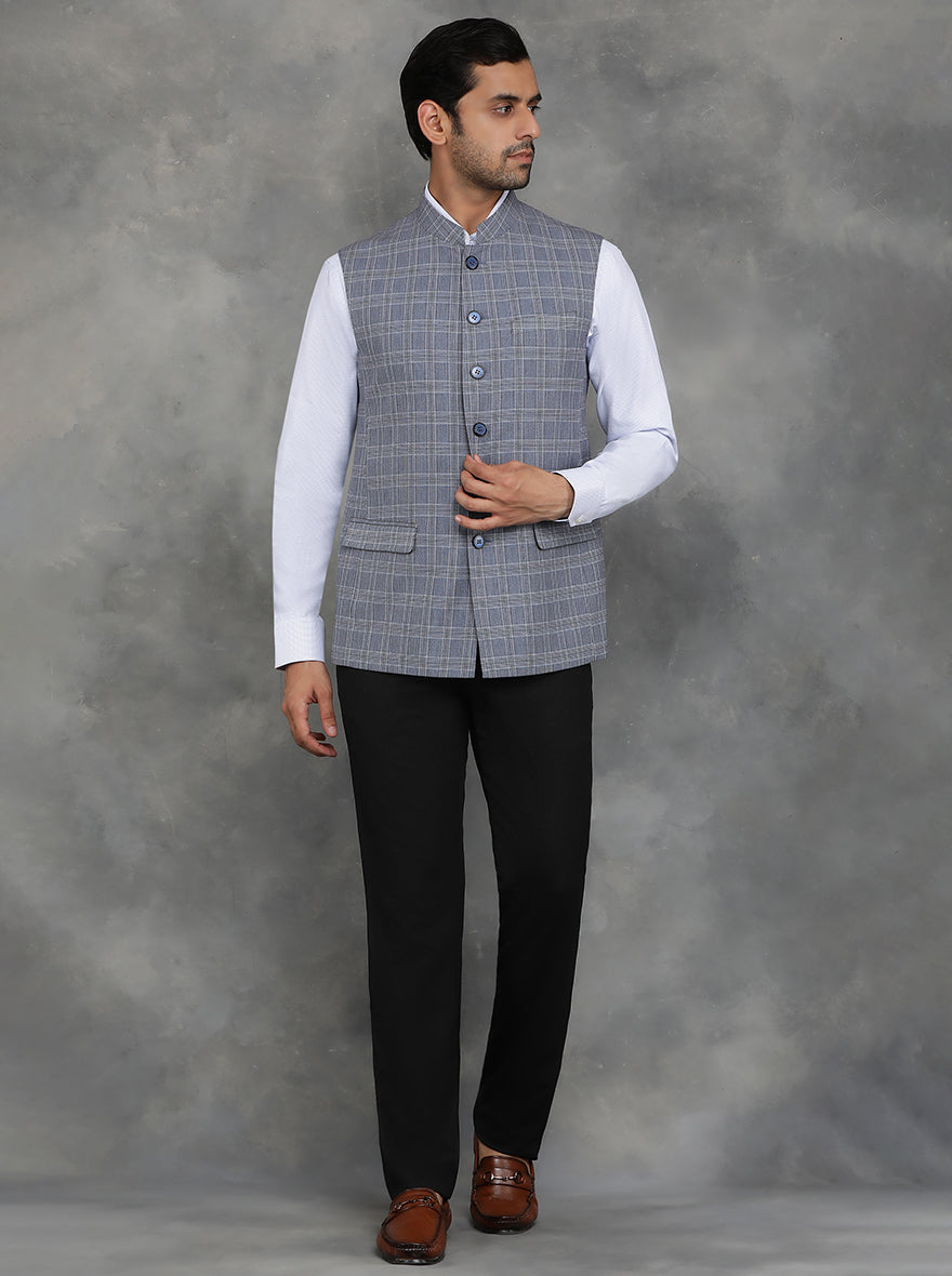 Grey Checked Regular Fit Modi Jacket | JadeBlue