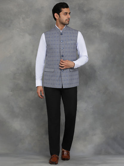 Grey Checked Regular Fit Modi Jacket | JadeBlue
