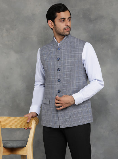 Grey Checked Regular Fit Modi Jacket | JadeBlue