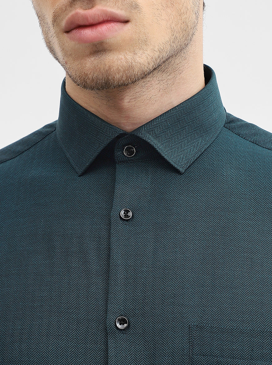 Peacock Solid Slim Fit Party Wear Shirt | Greenfibre