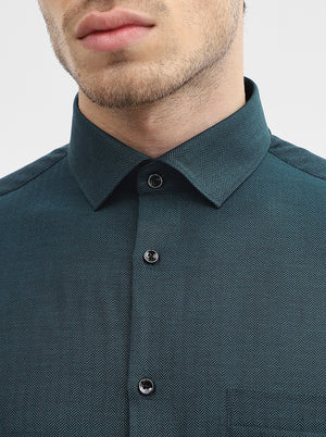 Peacock Solid Slim Fit Party Wear Shirt | Greenfibre