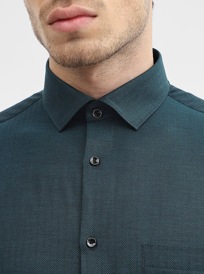 Peacock Solid Slim Fit Party Wear Shirt | Greenfibre