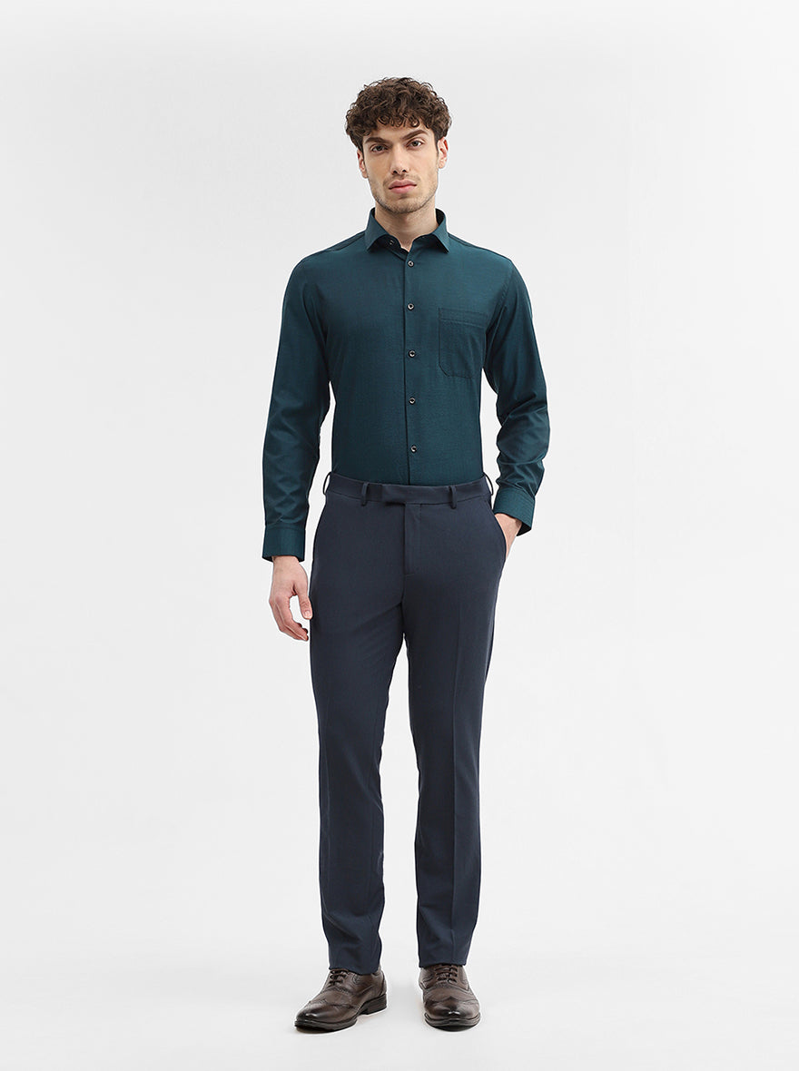 Peacock Solid Slim Fit Party Wear Shirt | Greenfibre