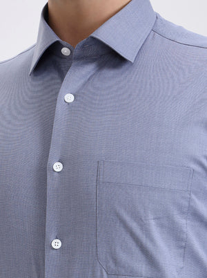 Blue Solid Regular Fit Formal Shirt | JadeBlue
