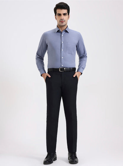 Blue Solid Regular Fit Formal Shirt | JadeBlue