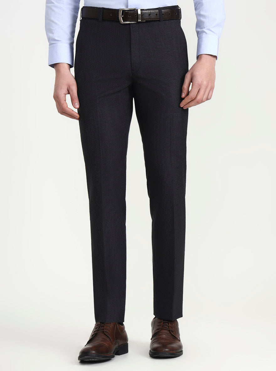 Black Solid Slim Fit Formal Trouser | JadeBlue Super Luxe