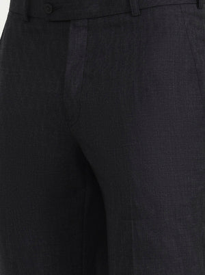 Black Solid Slim Fit Formal Trouser | JadeBlue Super Luxe