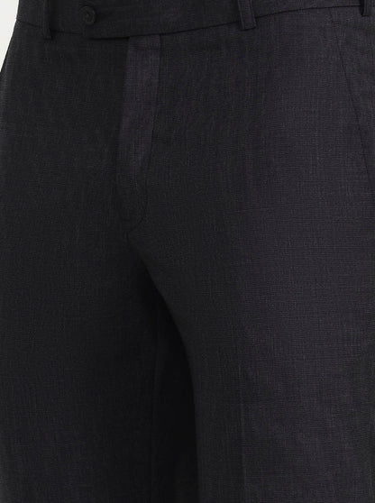 Black Solid Slim Fit Formal Trouser | JadeBlue Super Luxe