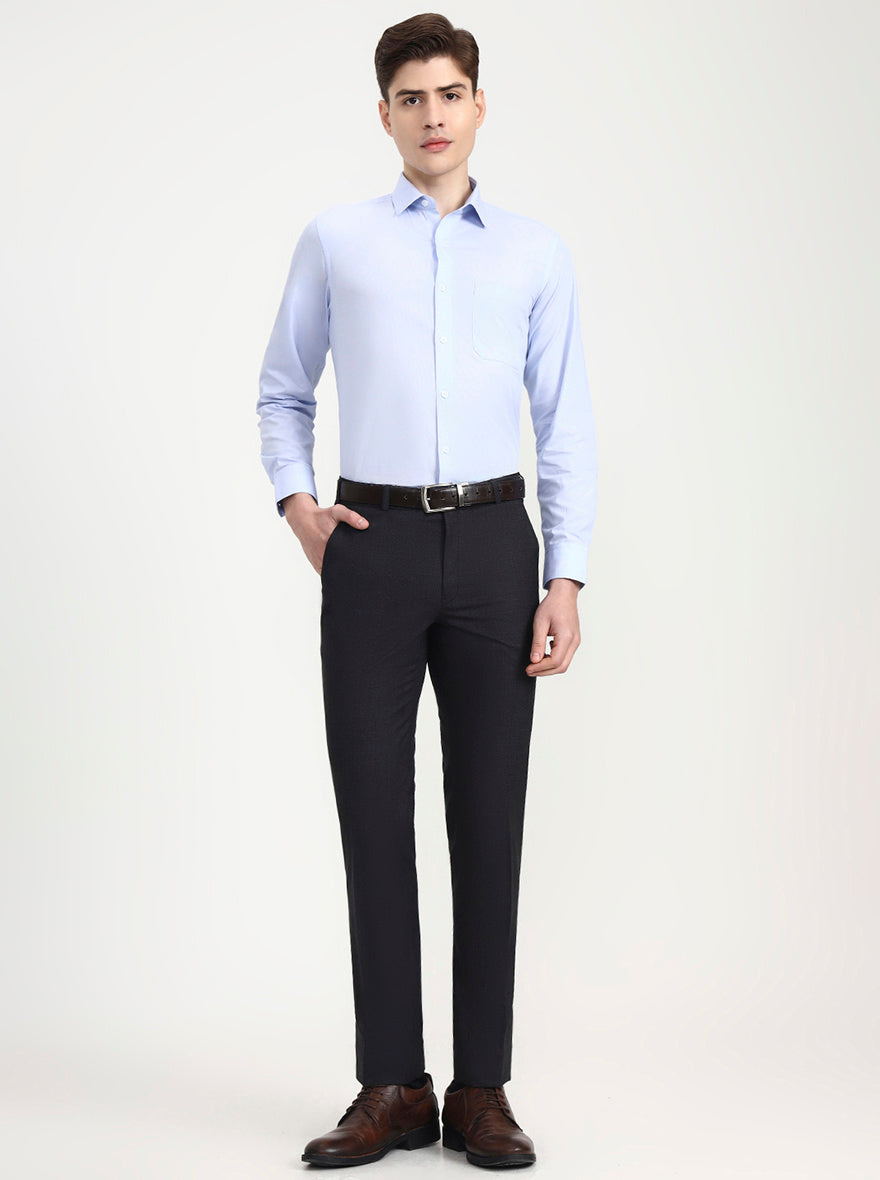 Black Solid Slim Fit Formal Trouser | JadeBlue Super Luxe