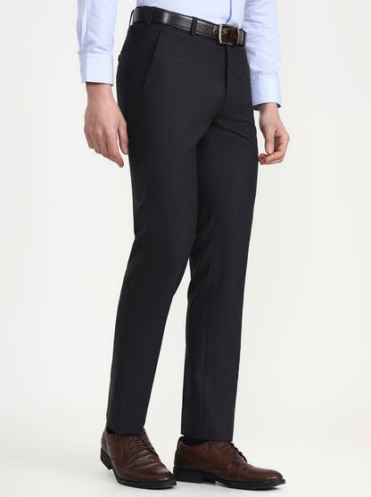 Black Solid Slim Fit Formal Trouser | JadeBlue Super Luxe
