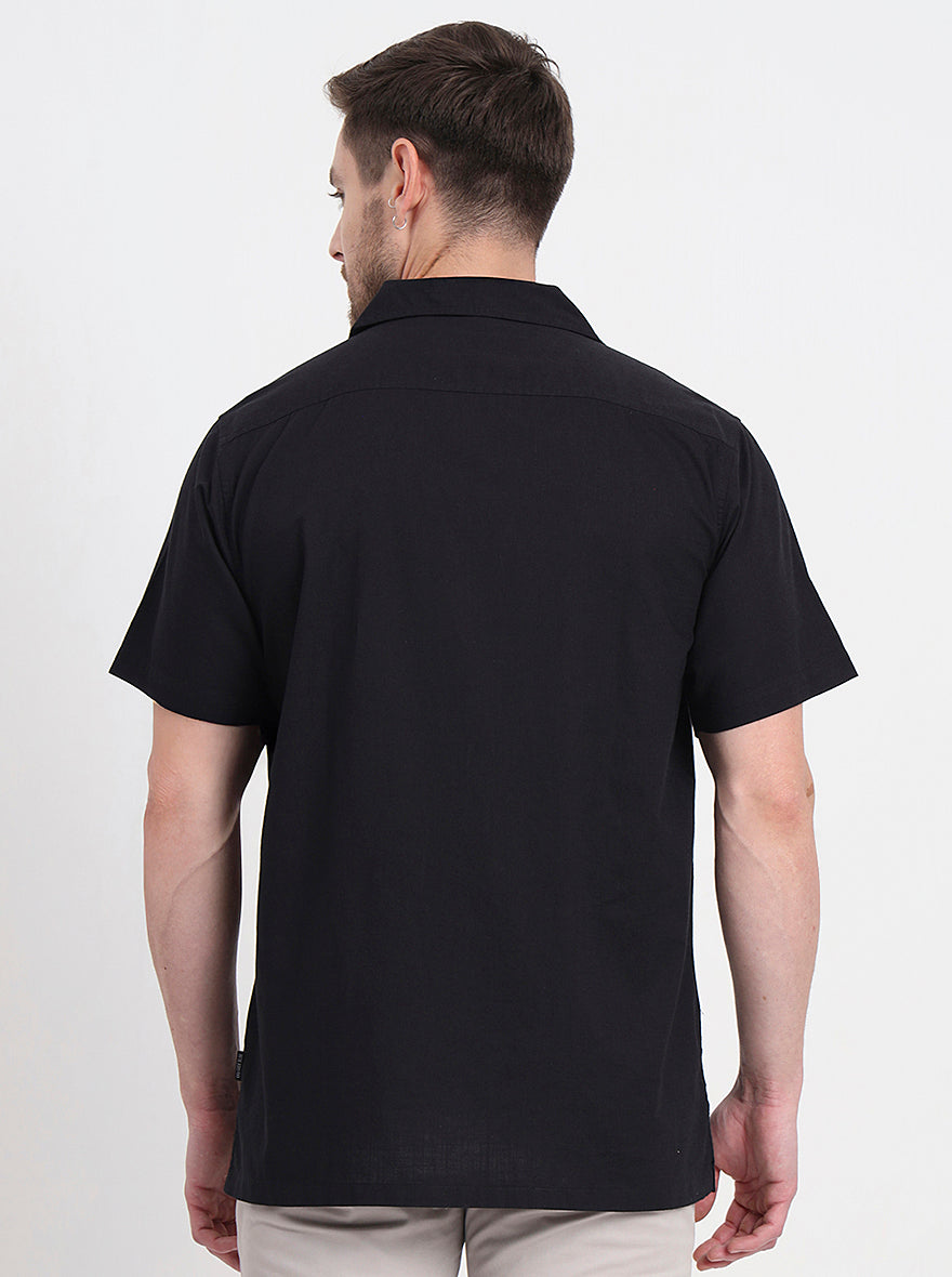 Black Printed Slim Fit Casual Shirt | JadeBlue
