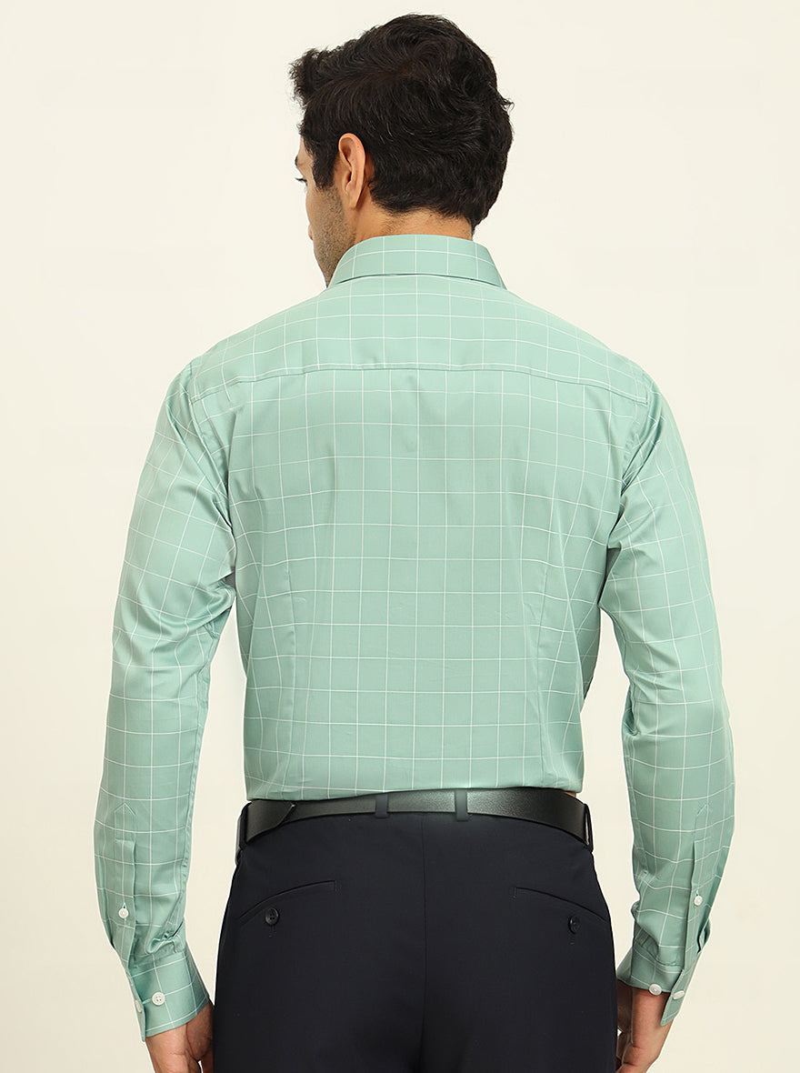 Green Checked Slim Fit Formal Shirt | JadeBlue Youth