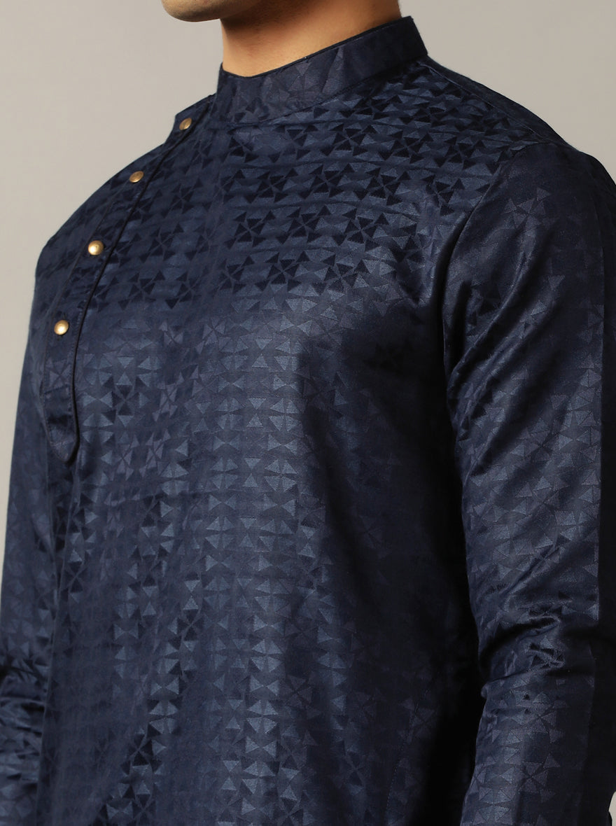 Blue Self Design Kurta | The Kurta Company