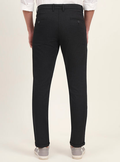 Black Printed Neo Fit Casual Trouser | Greenfibre