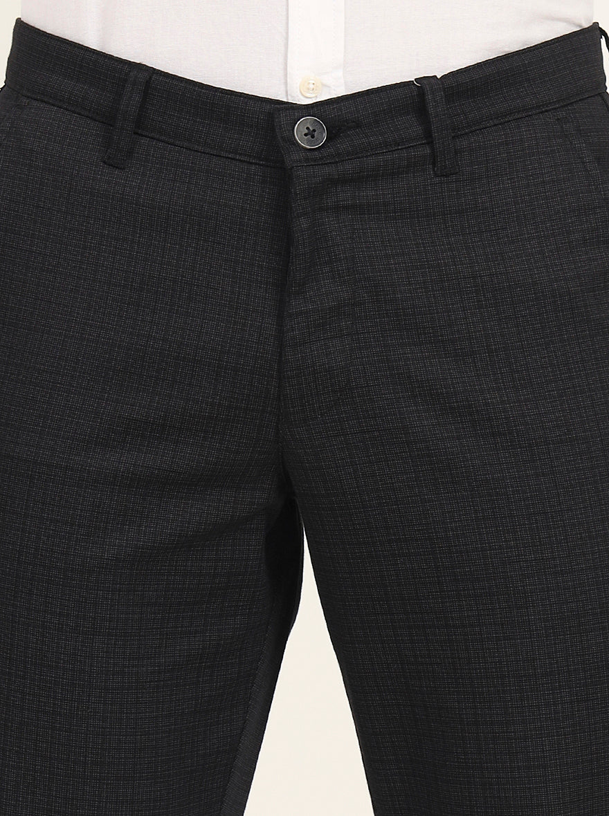 Black Printed Neo Fit Casual Trouser | Greenfibre