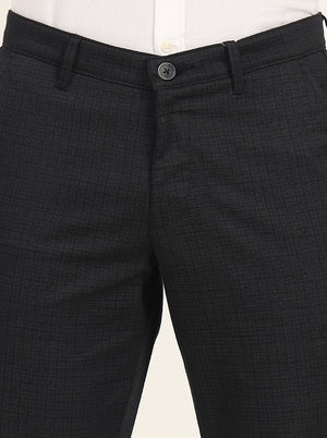 Black Printed Neo Fit Casual Trouser | Greenfibre