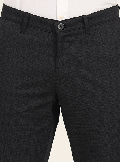 Black Printed Neo Fit Casual Trouser | Greenfibre