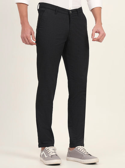 Black Printed Neo Fit Casual Trouser | Greenfibre