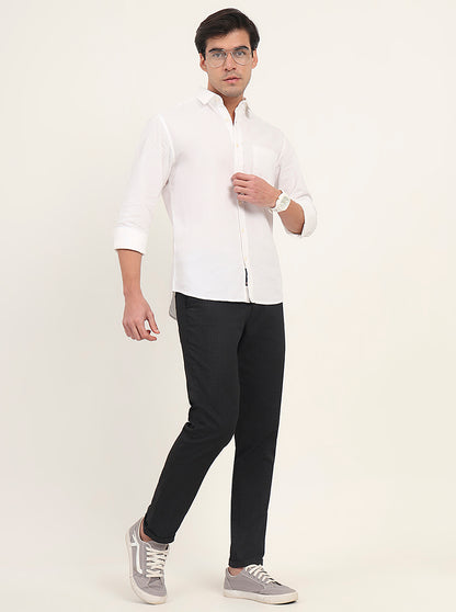 Black Printed Neo Fit Casual Trouser | Greenfibre