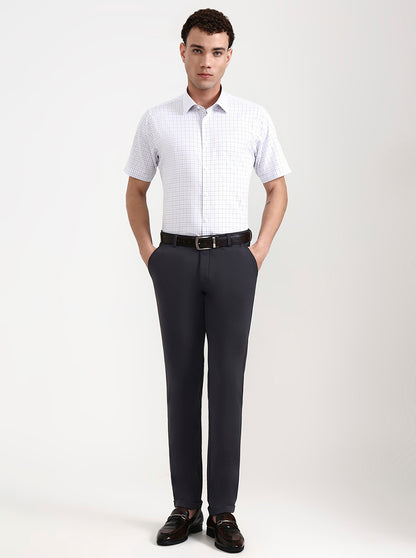 White & Blue Checked Regular Fit Formal Shirt | JadeBlue