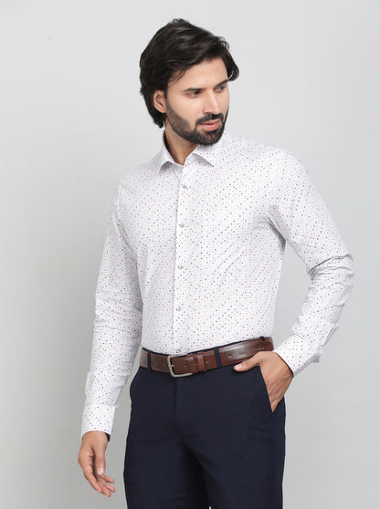 Grey Printed Slim Fit Formal Shirt | JadeBlue Youth